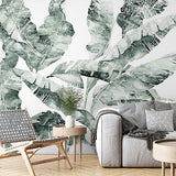 Vintage Art Green Tropical Banana Leaf Wall Mural Floral Botanical Wallpaper