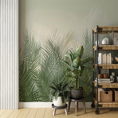 Custom Tropical Grass Wall Mural Botanical Green Wallpaper