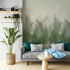 Custom Tropical Grass Wall Mural Botanical Green Wallpaper