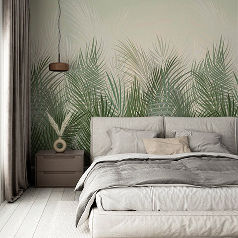 Tropical Grass Wall Mural Botanical Green Wallpaper