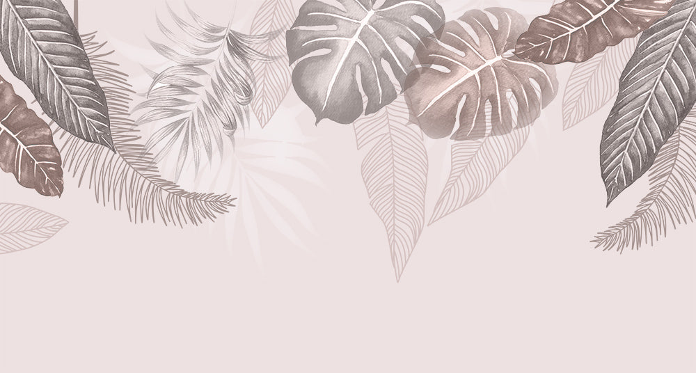 Monstera Tropical Leaf Wall Mural Light Pink Wallpaper