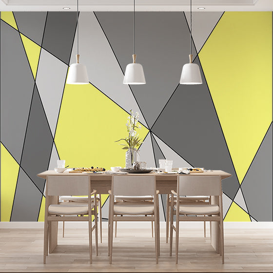 Yellow and Gray Geometric Triangular Abstract Wallpaper