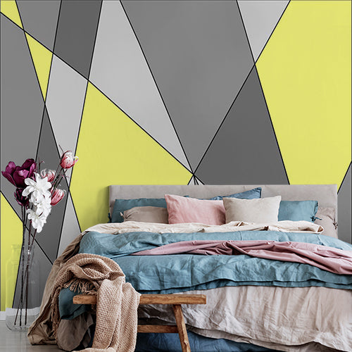 Yellow and Gray Geometric Triangular Abstract Wallpaper