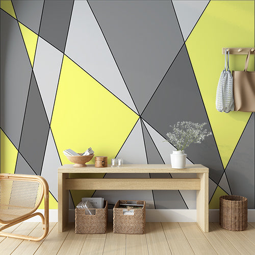 Yellow and Gray Geometric Triangular Abstract Wallpaper