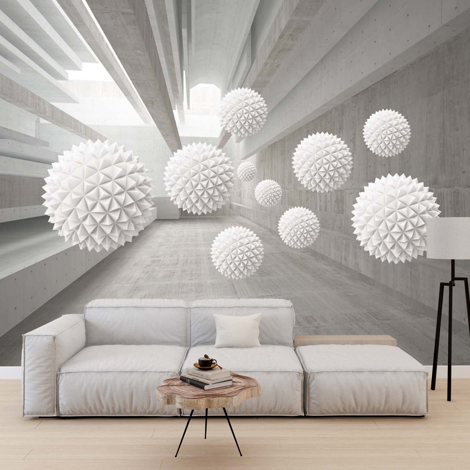 Abstract Wall Mural Spiked Balls Concrete Textures Wallpaper