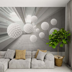 Custom Abstract Wall Mural Spiked Balls Concrete Textures Wallpaper