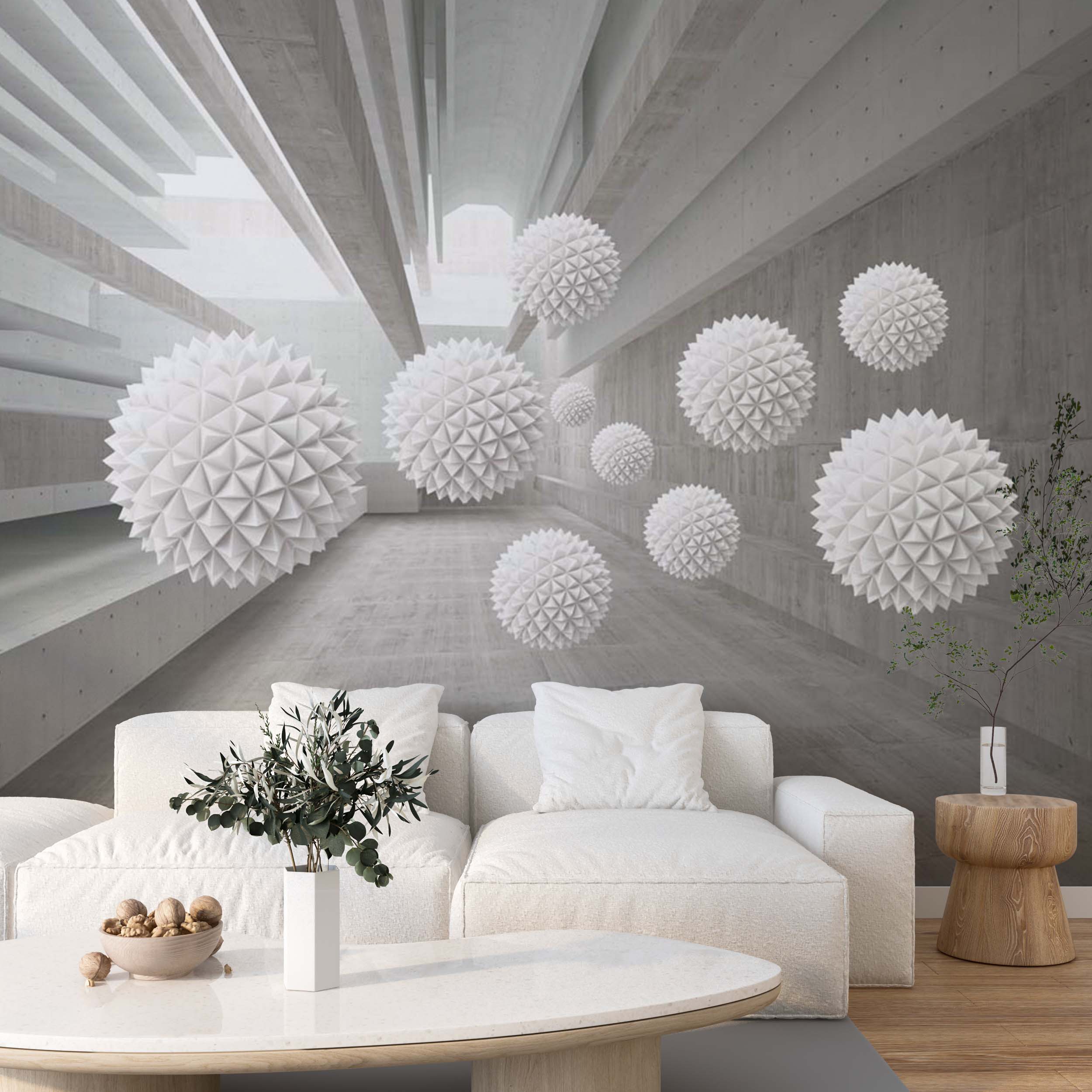 Abstract Wall Mural Spiked Balls Concrete Textures Wallpaper