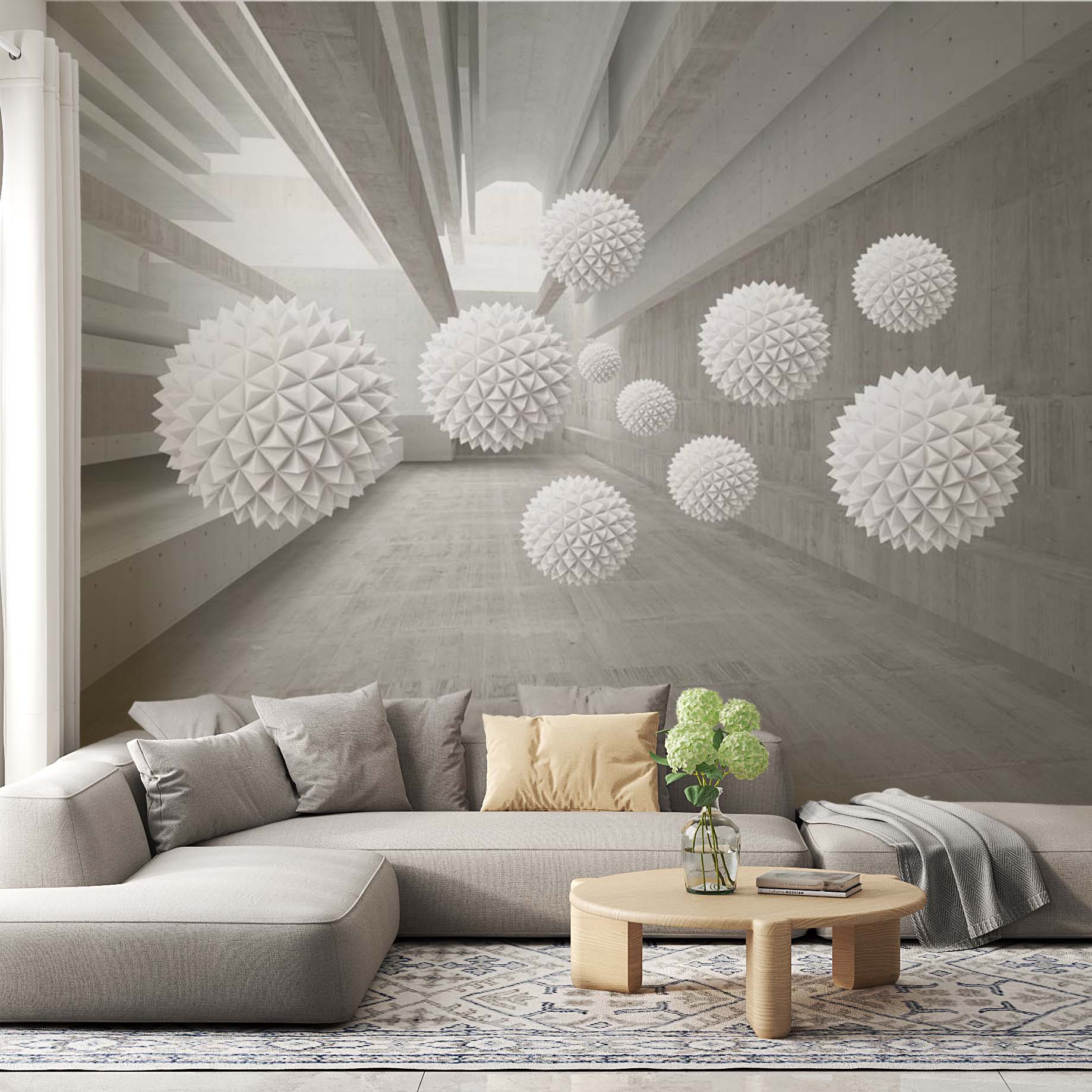 Abstract Wall Mural Spiked Balls Concrete Textures Wallpaper