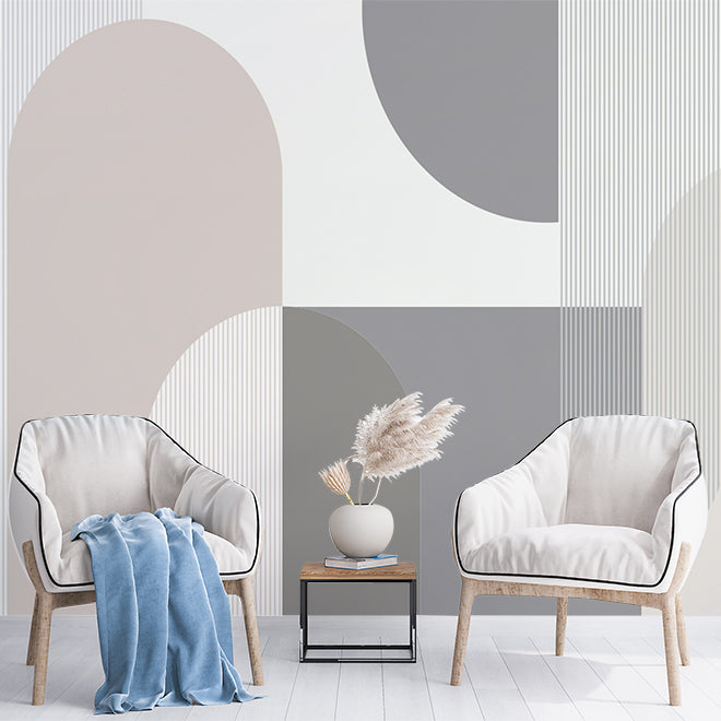 Modern Abstract Geometric Wallpaper in Neutral Tones