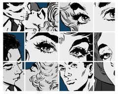 Custom Pop Art Comic Style Wall Mural Wallpaper - Retro Close-Up Panels Design