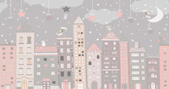 Custom Kids Wall Mural City Old Buildings Scandinavian Wallpaper for Girl