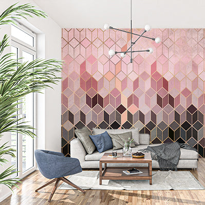 Luxurious Gold-Accented Hexagon Wallpaper with Gradient Pastels