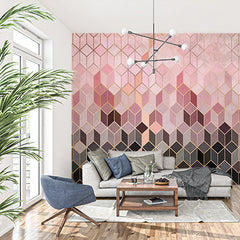 Custom Luxurious Gold-Accented Hexagon Wallpaper with Gradient Pastels