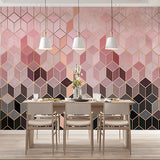 Luxurious Gold-Accented Hexagon Wallpaper with Gradient Pastels