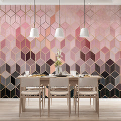 Custom Luxurious Gold-Accented Hexagon Wallpaper with Gradient Pastels