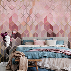 Custom Luxurious Gold-Accented Hexagon Wallpaper with Gradient Pastels