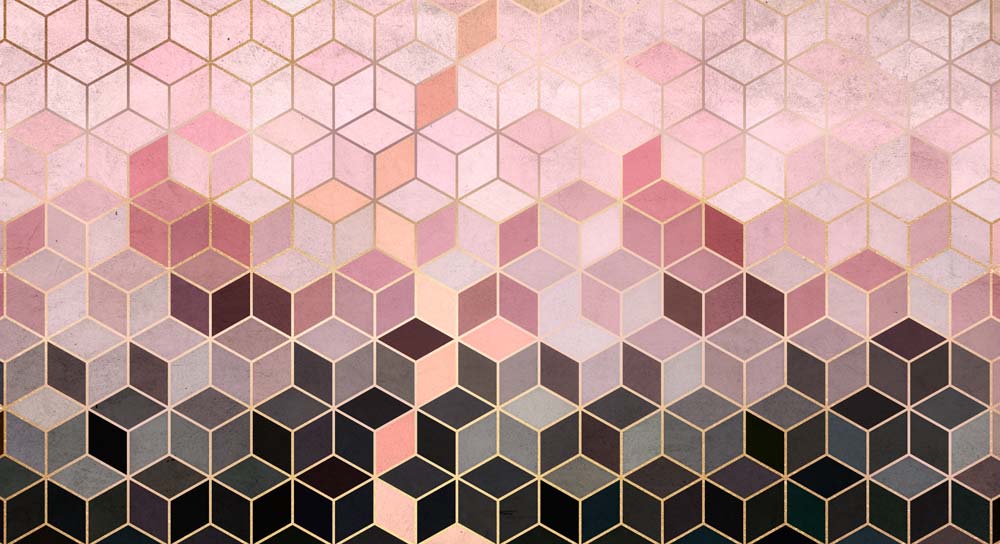 Luxurious Gold-Accented Hexagon Wallpaper with Gradient Pastels