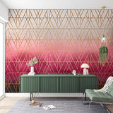 Pink and Gold Geometric Gradient Wallpaper with Triangle Patterns