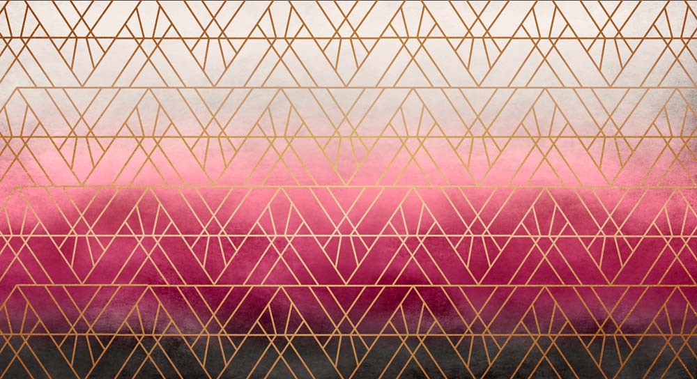 Pink and Gold Geometric Gradient Wallpaper with Triangle Patterns