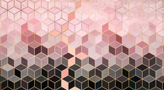 Custom Luxurious Gold-Accented Hexagon Wallpaper with Gradient Pastels