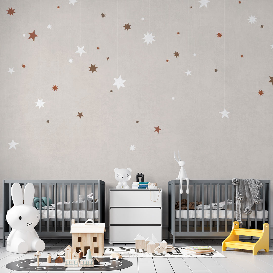 Kids Wall Murals Pink Sky and Stars Wallpaper for Kids