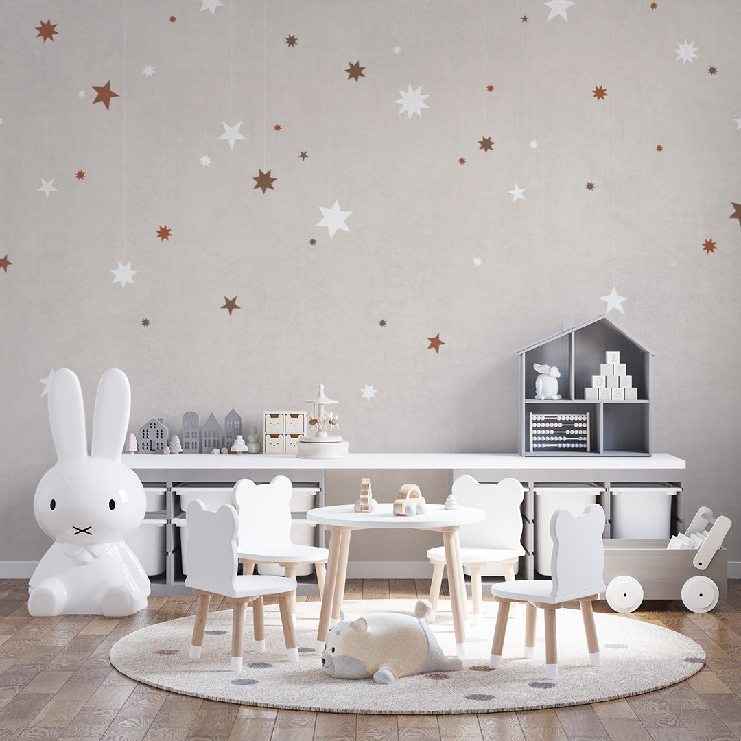 Kids Wall Murals Pink Sky and Stars Wallpaper for Kids