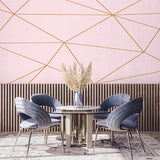 Pastel Pink Geometric Wallpaper with Copper Lines