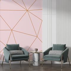 Custom Pastel Pink Geometric Wallpaper with Copper Lines