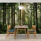 Forest Illusion Wall Mural Wallpaper - Nature Scene with Distressed Wood Overlay