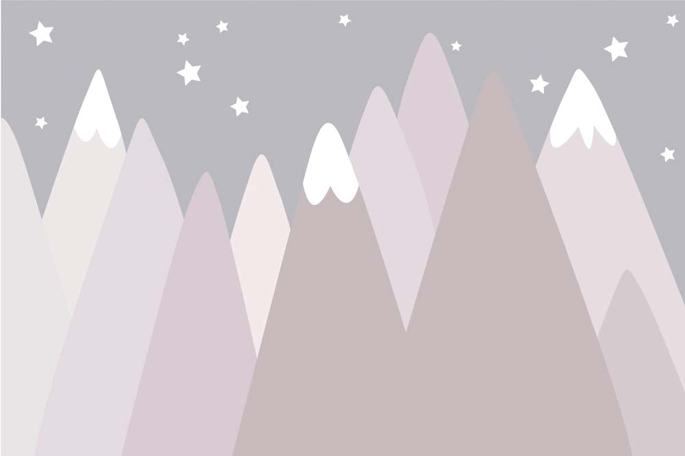 Kids Wall Murals Pink Grey Mountains Simple Wallpaper for Kids