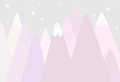 Custom Kids Wall Murals Pink Grey Mountains Scandinavian Wallpaper for Kids