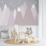 Kids Wall Murals Pink Grey Mountains Simple Wallpaper for Kids