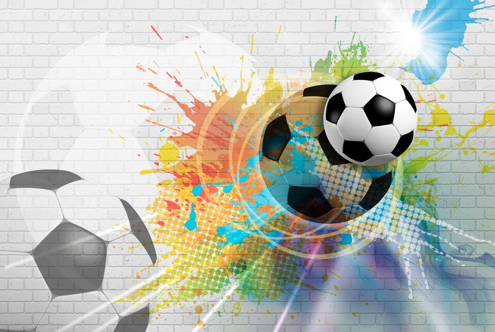 Kids Wall Mural Football Game Soccer Player Colourful Wallpaper for Kids