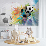 Kids Wall Mural Football Game Soccer Player Colourful Wallpaper for Kids