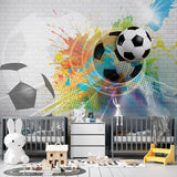 Kids Wall Mural Football Game Soccer Player Colourful Wallpaper for Kids