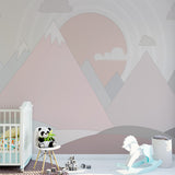 Kids Wall Murals Scandinavian Light Pink Mountains Geometric Wallpaper for Kids