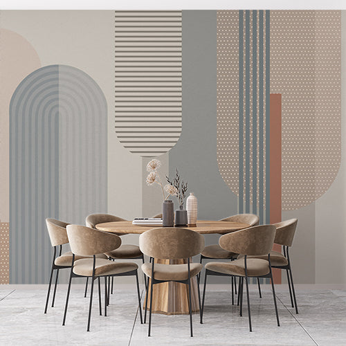 Modern Minimalist Wallpaper with Soft Geometric Patterns and Neutral Tones