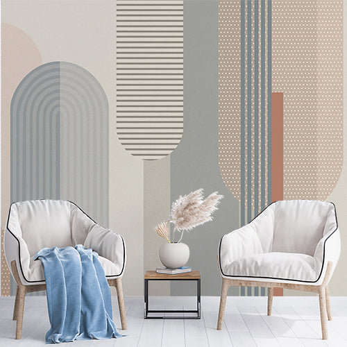 Modern Minimalist Wallpaper with Soft Geometric Patterns and Neutral Tones