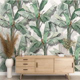 Banana Leaf Tropical Wall Mural Patterned Green Botanical Wallpaper