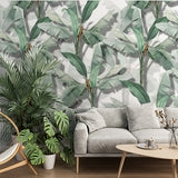 Banana Leaf Tropical Wall Mural Patterned Green Botanical Wallpaper