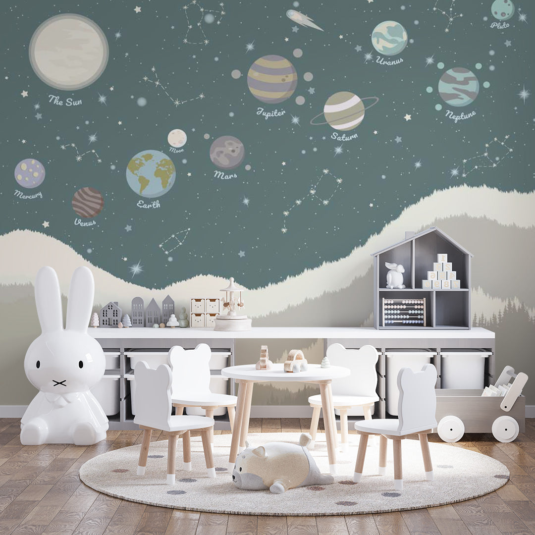 Kids Wall Murals Solar System Planets Wallpaper for Kids