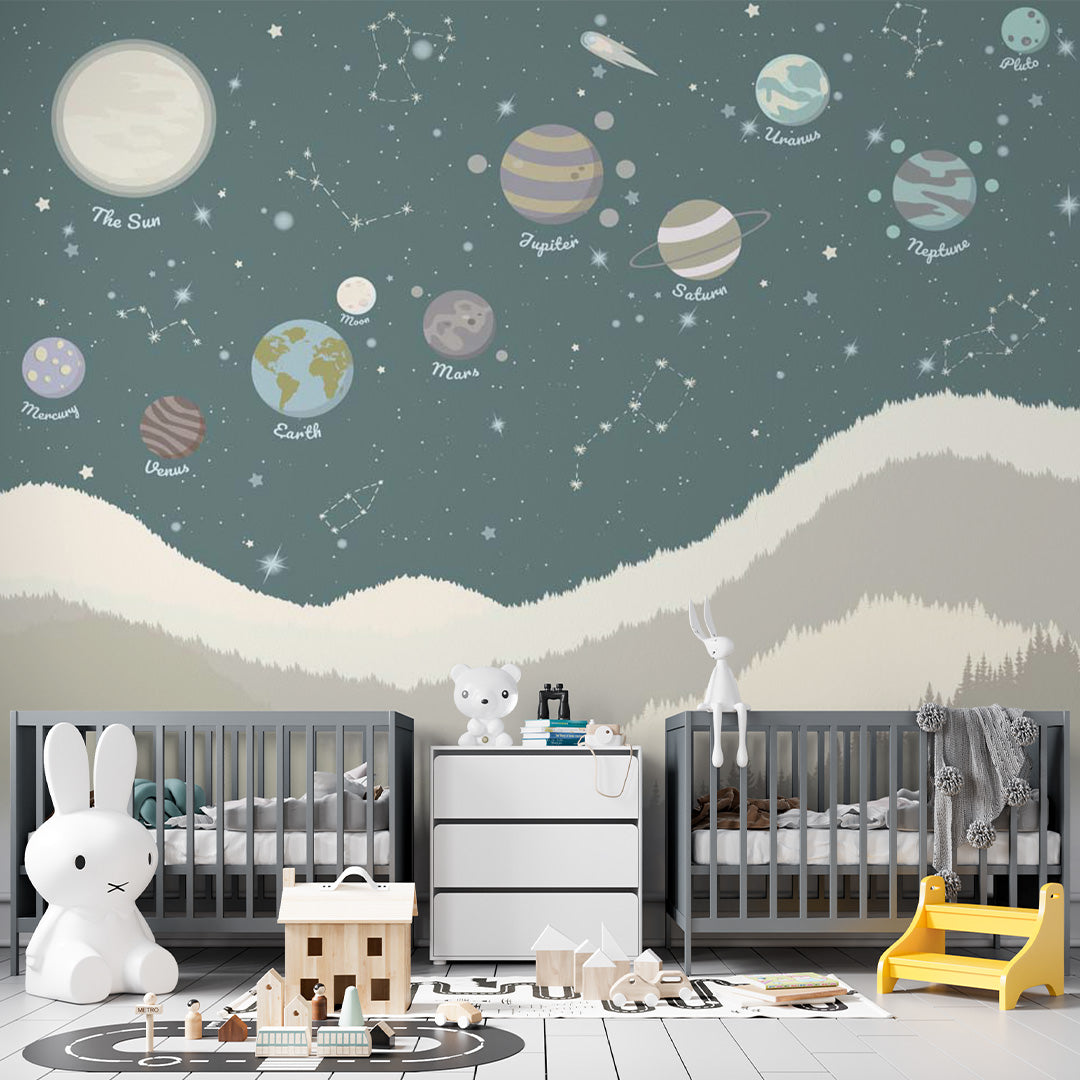 Kids Wall Murals Solar System Planets Wallpaper for Kids