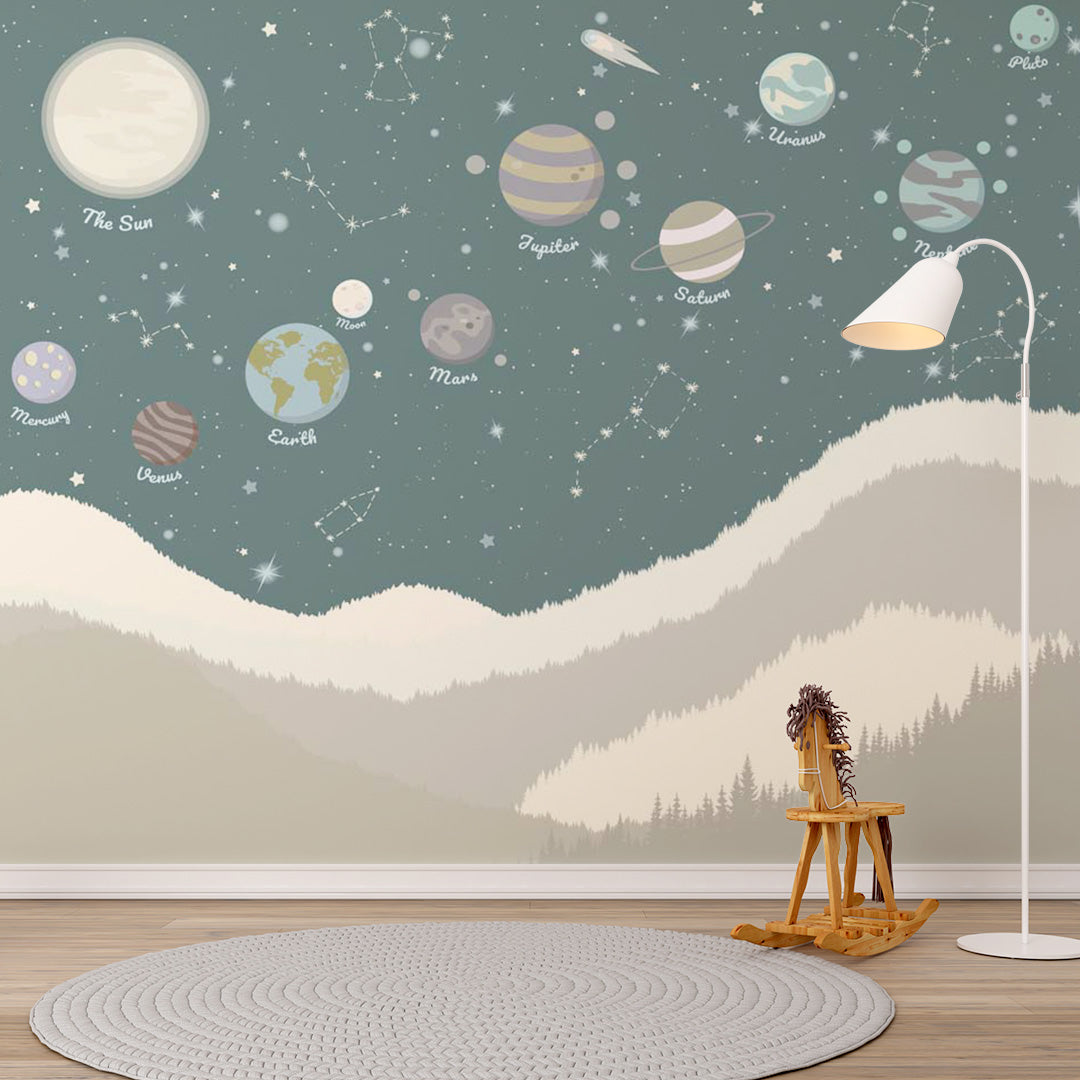 Kids Wall Murals Solar System Planets Wallpaper for Kids