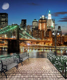 Moonlit New York Waterfront Wall Mural - Brooklyn Bridge and Skyline at Night