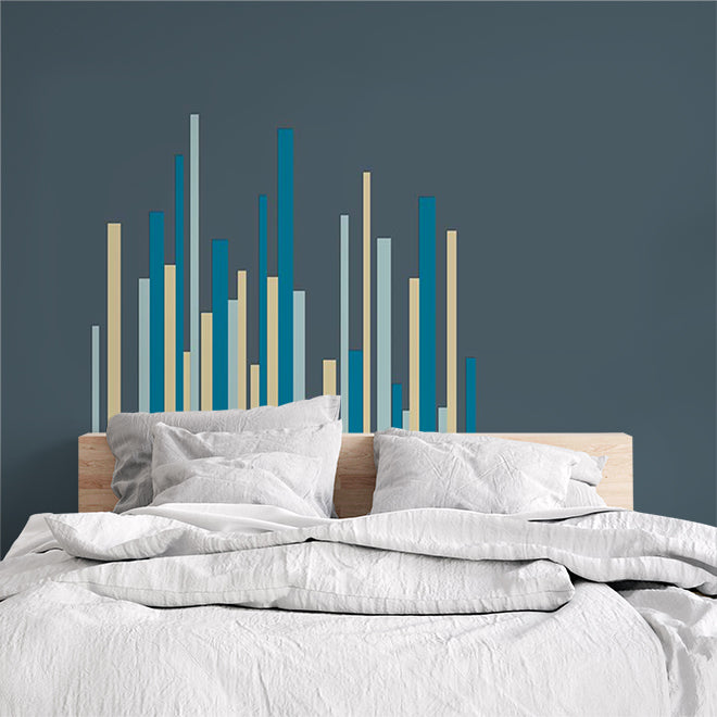 Modern Abstract Vertical Lines Wallpaper in Shades of Blue and Cream