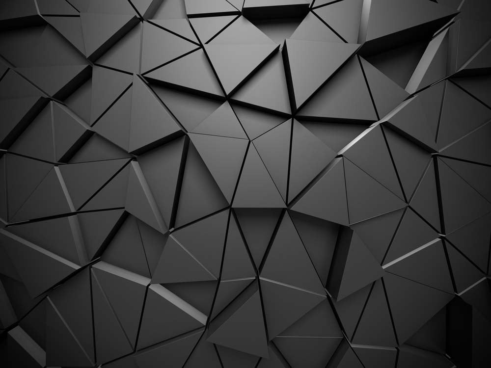 Zwart 3D-geometrisch fotobehang – reliëf met donkere driehoeken