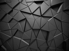 Custom Modern Geometric Black 3D Wall Murals with Triangular Pattern