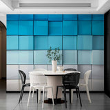 3D Soft Blue Cube Wall Mural Minimalist Pattern Wallpaper