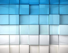 Custom 3D Soft Blue Cube Wall Mural Minimalist Pattern Wallpaper