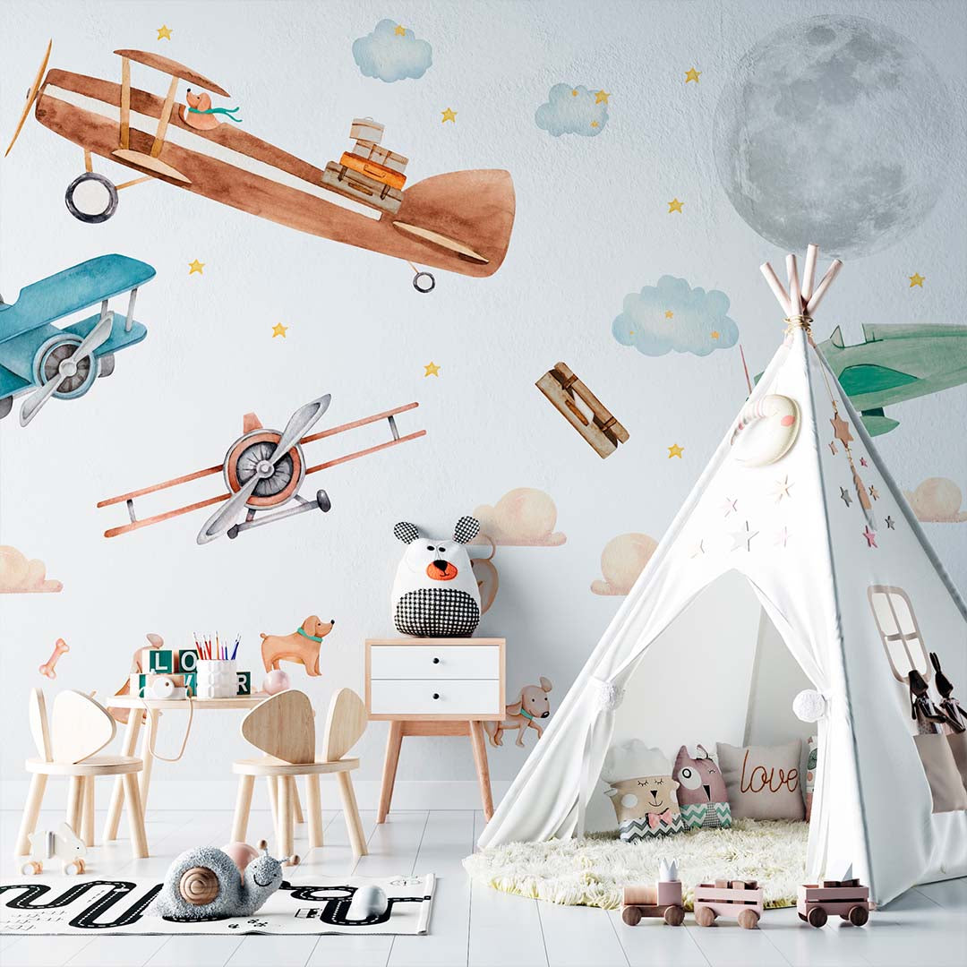 Airplane Wall Decals for Kids' Rooms and Play Spaces